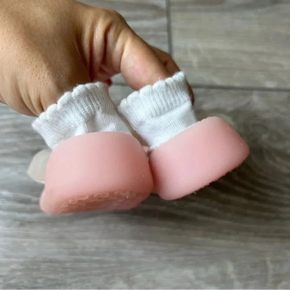 Big Toes Pink Bows NonSlip  Baby Shoe Socks Made in Korea - Picture 8 of 12